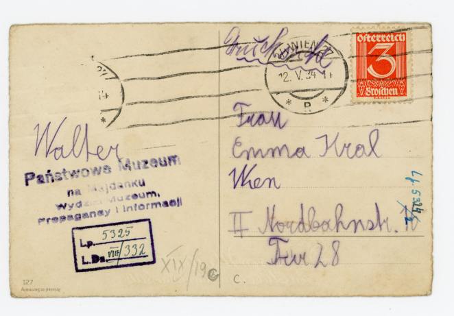 Karta pocztowa do Pani Emmy Kral